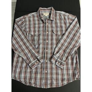 CC Filson Extra Large Adult Button Shirt Blue Red Plaid Long Sleeve Casual Mens